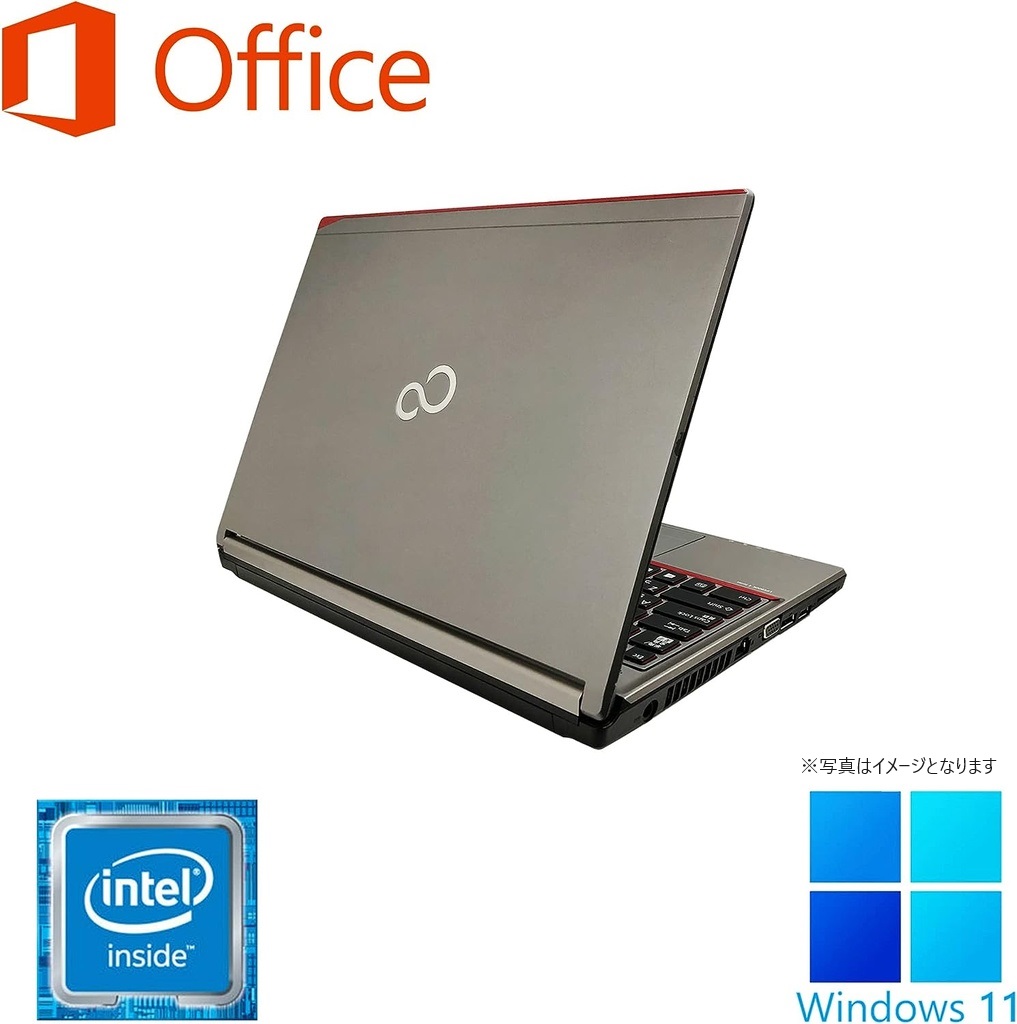 富士通 ノートPC E736/13.3型/Win 11 Pro/MS Office H&B 2019/Celeron 3955U/WIFI/Bluetooth/8GB/128GB SSD (整備済み品)