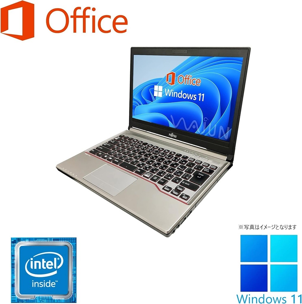 富士通 ノートPC E736/13.3型/Win 11 Pro/MS Office H&B 2019/Celeron 3955U/WIFI/Bluetooth/8GB/128GB SSD (整備済み品)