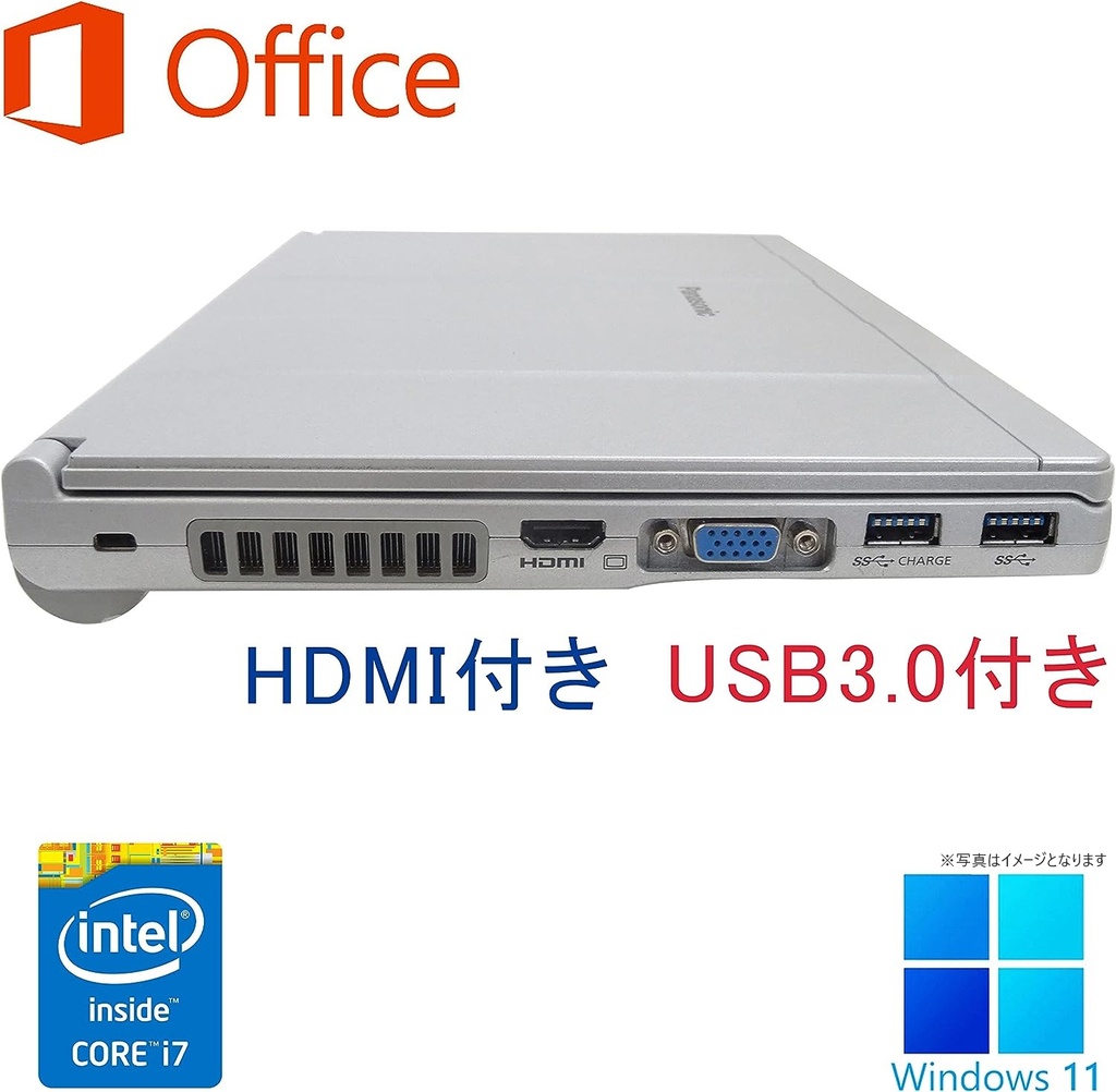Panasonic ノートPC CF-SX3/12.1型/MS Office H&B 2019/Win 11 Pro/Core i5-4310U/WEBカメラ/DVD-RW/WIFI/Bluetooth/HDMI/8GB/256GB (整備済み品)