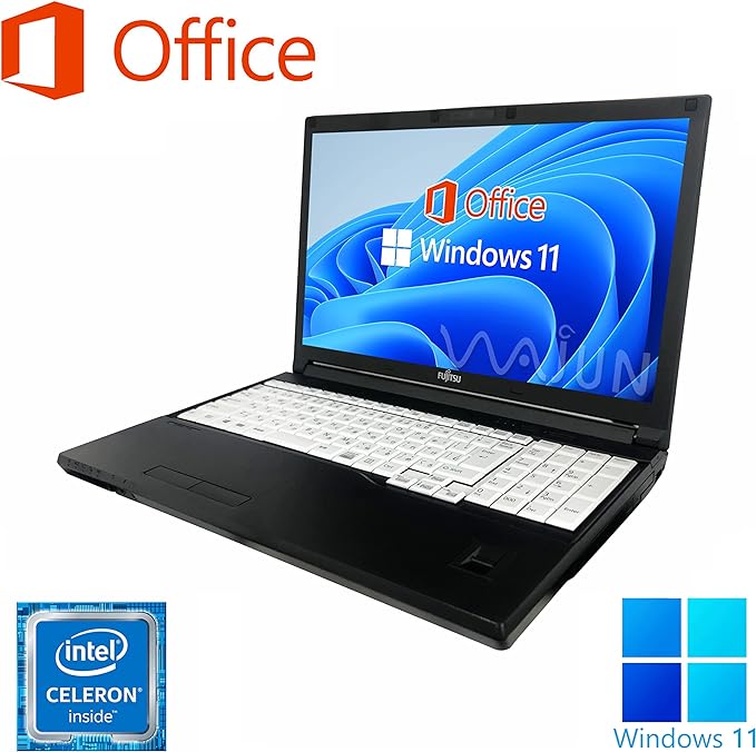 富士通 ノートPC A574/15.6型/Win 11 Pro/MS Office H&B 2019/Celeron 2950M/WIFI/Bluetooth/4GB/128GB SSD (整備済み品)