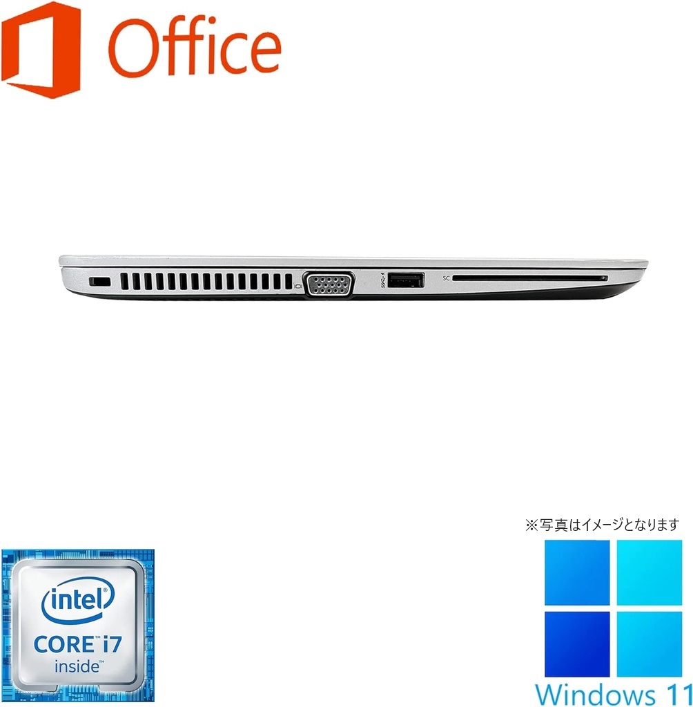 HP (エイチピー) ノートPC 820G3/12.5型/Win 11 Pro/MS Office H&B 2019/Core i7-6600U/WEBカメラ/WIFI/Bluetooth/Type-C/8GB/512GB SSD (整備済み品)