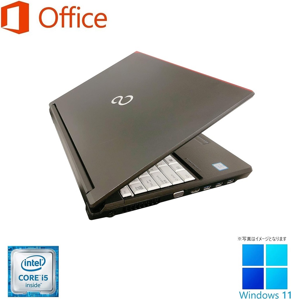 富士通 ノートPC A576/15.6型/10キー/MS Office H&B 2019/Win 11 Pro/Core i5-6300U/WIFI/Bluetooth/HDMI/DVD-RW/16GB/512GB SSD (整備済み品)